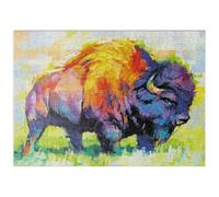 MyPuzzle Bisonte Americano Colorato In Stile Astratto - Premium 500 Pezzi Puzzle - MyPuzzle Collezione speciale di Puzzle Galaxy