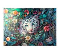 MyPuzzle Cucciolo Di Tigre Bianca Circondato Da Fiori Colorati Della Giungla - Premium 1000 Pezzi Puzzle - MyPuzzle Collezione speciale di Puzzle Galaxy