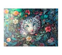 MyPuzzle Cucciolo Di Tigre Bianca Circondato Da Fiori Colorati Della Giungla - Premium 200 Pezzi Puzzle - MyPuzzle Collezione speciale di Puzzle Galaxy