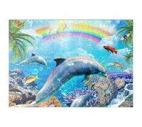 MyPuzzle Delfino Arcobaleno Che Esplora I Cieli Dell'oceano - Galassia Casuale - Premium 500 Pezzi Puzzle - MyPuzzle Collezione speciale di Tate & Co Puzzles