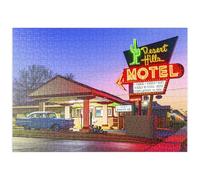 MyPuzzle Desert Hills Motel - Nostalgia Del Classico Neon Della Route 66 - Premium 500 Pezzi Puzzle - MyPuzzle Collezione speciale di Puzzle Galaxy