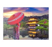 MyPuzzle Donna In Kimono Tradizionale Giapponese, Tempio Kinkakuji Di Kyoto, Giappone - Premium 500 Pezzi Puzzle - MyPuzzle Collezione speciale di Puzzle Galaxy