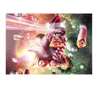 MyPuzzle Gatto Laser Pizza Che Festeggia Il Natale - Galassia Casuale - Premium 1000 Pezzi Puzzle - MyPuzzle Collezione speciale di Tate & Co Puzzles