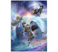 MyPuzzle Gatto Spaziale Che Cavalca Lo Squalo, Gatti Squali Della Galassia - Random Galaxy - Premium 1000 Pezzi Puzzle - MyPuzzle Collezione speciale di Tate & Co Puzzles