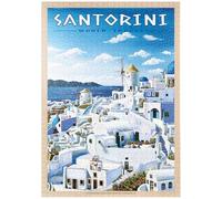 MyPuzzle Greece Santorini - In Blue And White, Vintage Travel Poster - Premium 1000 Pezzi Puzzle - MyPuzzle Collezione speciale di Havana Puzzle Company
