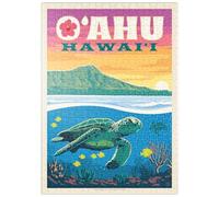 MyPuzzle Hawaii: O'ahu (Sea Turtle), Vintage Poster - Premium 500 Pezzi Puzzle - MyPuzzle Collezione speciale di Anderson Design Group