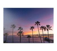 MyPuzzle Il Molo Di Manhattan Beach Al Tramonto Con Le Sagome Delle Palme - Premium 1000 Pezzi Puzzle - MyPuzzle Collezione speciale di Puzzle Galaxy