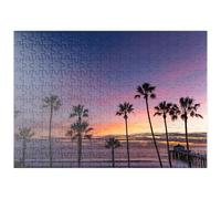 MyPuzzle Il Molo Di Manhattan Beach Al Tramonto Con Le Sagome Delle Palme - Premium 200 Pezzi Puzzle - MyPuzzle Collezione speciale di Puzzle Galaxy