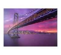 MyPuzzle Il Ponte Della Baia Di San Francisco Al Tramonto - Vista Sulle Luci Della Città - Premium 1000 Pezzi Puzzle - MyPuzzle Collezione speciale di Puzzle Galaxy