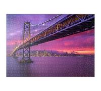 MyPuzzle Il Ponte Della Baia Di San Francisco Al Tramonto - Vista Sulle Luci Della Città - Premium 500 Pezzi Puzzle - MyPuzzle Collezione speciale di Puzzle Galaxy