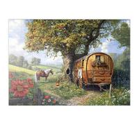 MyPuzzle Incantevole Carro Gitano Con Cavallo Sotto Un Albero Di Mele In Un Paesaggio In Fiore - Premium 100 Pezzi Puzzle - MyPuzzle Collezione speciale di Puzzle Galaxy