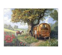 MyPuzzle Incantevole Carro Gitano Con Cavallo Sotto Un Albero Di Mele In Un Paesaggio In Fiore - Premium 500 Pezzi Puzzle - MyPuzzle Collezione speciale di Puzzle Galaxy