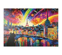 MyPuzzle Lo Skyline Di Parigi A Colori Vivaci - Una Vista Fantasiosa Della Città - Premium 1000 Pezzi Puzzle - MyPuzzle Collezione speciale di Puzzle Galaxy