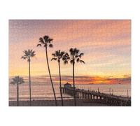 MyPuzzle Manhattan Beach Pier - Tramonto Con Le Sagome Delle Palme - Premium 500 Pezzi Puzzle - MyPuzzle Collezione speciale di Puzzle Galaxy