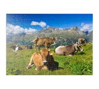 MyPuzzle Mucche Sul Sentiero Corvatsch-Murtel Con Il Piz Polaschin E I Laghi Dell'Alta Engadina, St. Moritz - Premium 100 Pezzi Puzzle - MyPuzzle Collezione speciale di Puzzle Galaxy