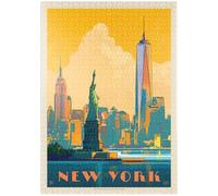 MyPuzzle New York City: Skyline Glow, Vintage Poster - Premium 1000 Pezzi Puzzle - MyPuzzle Collezione speciale di Anderson Design Group