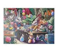 MyPuzzle Pittura Di Uova Di Pasqua Con Coniglietti E Gattini - Dakota Daetwiler - Premium 500 Pezzi Puzzle - MyPuzzle Collezione speciale di Tate & Co Puzzles