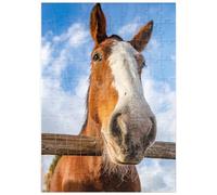MyPuzzle Primo Piano Di Un Cavallo Clydesdale Davanti A Un Cielo Blu - Premium 100 Pezzi Puzzle - MyPuzzle Collezione speciale di Puzzle Galaxy