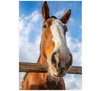 MyPuzzle Primo Piano Di Un Cavallo Clydesdale Davanti A Un Cielo Blu - Premium 1000 Pezzi Puzzle - MyPuzzle Collezione speciale di Puzzle Galaxy