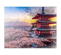 MyPuzzle - Puzzle da 100 pezzi per adulti con splendida vista sul Monte Fuji e la pagoda Chureito al tramonto, di alta qualità