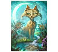 MyPuzzle Riflessioni Cat Green Reflection Pool - Jeff Haynie - Premium 500 Pezzi Puzzle - MyPuzzle Collezione speciale di Tate & Co Puzzles