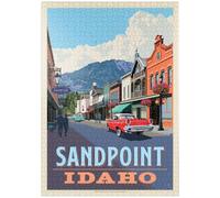 MyPuzzle Sandpoint, Idaho: Strada Del Centro E Montagne - Premium 1000 Pezzi Puzzle - MyPuzzle Collezione speciale di Anderson Design Group