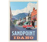 MyPuzzle Sandpoint, Idaho: Strada Del Centro E Montagne - Premium 500 Pezzi Puzzle - MyPuzzle Collezione speciale di Anderson Design Group