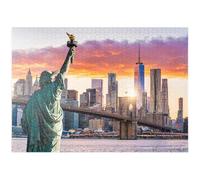 MyPuzzle Statua Della Libertà E Skyline Di New York Al Tramonto, USA - Premium 1000 Pezzi Puzzle - MyPuzzle Collezione speciale di Puzzle Galaxy
