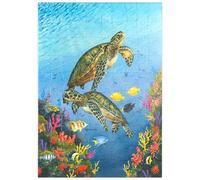 MyPuzzle Tartarughe Marine Vivaci Nell'acquerello Della Barriera Corallina - Premium 100 Pezzi Puzzle - MyPuzzle Collezione speciale di Puzzle Galaxy