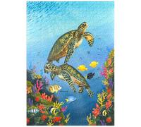 MyPuzzle Tartarughe Marine Vivaci Nell'acquerello Della Barriera Corallina - Premium 1000 Pezzi Puzzle - MyPuzzle Collezione speciale di Puzzle Galaxy