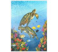 MyPuzzle Tartarughe Marine Vivaci Nell'acquerello Della Barriera Corallina - Premium 500 Pezzi Puzzle - MyPuzzle Collezione speciale di Puzzle Galaxy