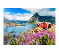 MyPuzzle Tipiche Case Rosse Di Pescatori In Un Porto Delle Lofoten, Norvegia - Premium 1000 Pezzi Puzzle - MyPuzzle Collezione speciale di Puzzle Galaxy