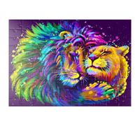 MyPuzzle Un Leone Artistico E Colorato Al Neon Abbraccia Una Leonessa In Stile Pop Art - Premium 100 Pezzi Puzzle - MyPuzzle Collezione speciale di Puzzle Galaxy