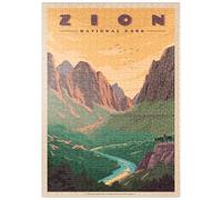 MyPuzzle Zion National Park - Virgin River, Vintage Travel Poster - Premium 500 Pezzi Puzzle - MyPuzzle Collezione speciale di Havana Puzzle Company