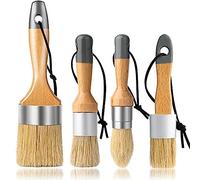 Myqqhbs 4 pennelli per e per mobili, piccolo pennello ovale rotondo con setole naturali per dipingere o cerare