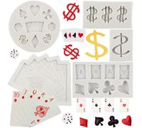 MYRACS Poker - Stampi in silicone per casinò, carte da gioco, stampi per cioccolato, per decorare torte, cupcake, biscotti, caramelle, lavori di zucchero, pasta di fiori, argilla polimerica, set da 5