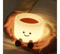 Myratts Luce notturna a LED a forma di tazza di caffè, dimmerabile, con timer, lampade kawaii, super soffici, in silicone, ricaricabile tramite USB, con controllo touch, decorazione per la stanza da