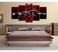 Myrdsio Quadri Soggiorno 5 Pezzi Stampe su Tela Dipinti Moderni Decorazione per L'Arte della Parete Domestica Quadri Grandi Dimensioni 150×80 Cm con Cornici Deadpool Comic Gun Poster