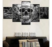 Myrdsio Quadri Soggiorno 5 Pezzi Stampe Su Tela Dipinti Moderni Decorazione Per L'Arte Della Parete Domestica Quadri Grandi Dimensioni 150×80 Cm Con Cornici Scheletro Di Faccia Di Teschio