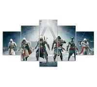 Myrdsio Stampe E Quadri su Tela 5 Pezzi Quadro Moderno, Assassin's Creed Ezio Edward 150×80Cm HD Decorazione Casa Soggiorno Astratto Tela Immagini - con Cornici,Pronto da Appendere