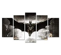 Myrdsio Stampe E Quadri su Tela 5 Pezzi Quadro Moderno, Batman Digital Image 150×80Cm HD Decorazione Casa Soggiorno Astratto Tela Immagini - con Cornici,Pronto da Appendere