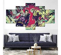 Myrdsio Stampe E Quadri su Tela 5 Pezzi Quadro Moderno, Le Bizzarre Avventure di JoJo HD Decorazione Casa Soggiorno Astratto Tela Immagini - con Cornici,Pronto da Appendere