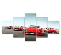 Myrdsio Stampe E Quadri su Tela 5 Pezzi Quadro Moderno, Un Lotto di Auto da Corsa Ferrari Classiche F40 150×80Cm HD Decorazione Casa Soggiorno Astratto Tela Immagini - con Cornici,Pronto da Appendere
