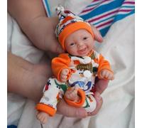 MYREBABY Bambole da 7 pollici in silicone per neonati, Reborn in silicone per tutto il corpo realistico neonato bambola in miniatura