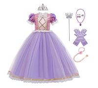 MYRISAM Costume da Principessa Sofia per Ragazza Carnevale Costumi Rapunzel Halloween Cosplay Natale Festa Cerimonia Compleanno Partito Nozze Battesimo Abiti con Accessori 6-7 anni