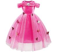 MYRISAM Ragazze Abito da Principessa Cenerentola per Halloween Manica Corta Costume di Carnevale Cosplay Feste in Maschera Natale Cerimonia Compleanno Partito Abito a Farfalla 4-5 Anni