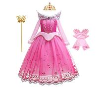 MYRISAM Ragazze Aurora Costume Vestito da Festa di Compleanno Bella Addormentata Principessa Carnevale Costumi Halloween Natale Cerimonia Compleanno Abiti Partito con Accessori 4-5
