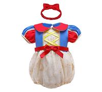 MYRISAM Vestito da Principessa Biancaneve Pagliaccetto per Bimba Bambina Costume di Carnevale Halloween Cosplay Compleanno Body Festa Natale Abiti con Archetto 12-18 mesi