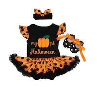 MYRISAM Vestito da Principessa Biancaneve Pagliaccetto per Bimba Bambina Costume di Carnevale Halloween Cosplay Compleanno Body Festa Natale Abiti con Archetto Scarpe 6-12 mesi
