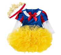 MYRISAM Vestito da Principessa Biancaneve Pagliaccetto per Bimba Bambina Costume di Carnevale Halloween Cosplay Compleanno Body Festa Natale Abiti con Archetto 3-6 mesi